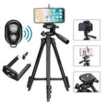 Statyw fotograficzny Tripod 103cm uchwyt na telefon aparat kamerę + pilot Bluetooth (Czarny)