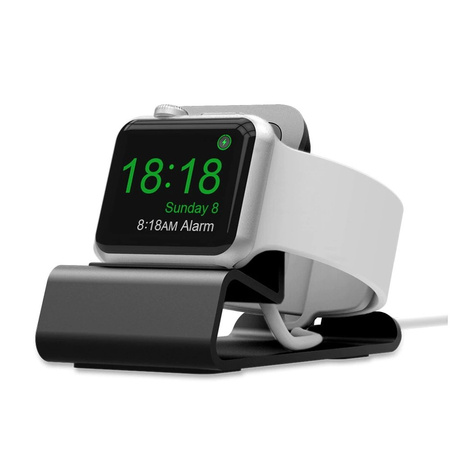 Stojak Aluminium Night Stand podstawka na ładowarkę Apple Watch 4/5/6/7/8/9/10/11/SE/Ultra 1/2/3 (Szary)