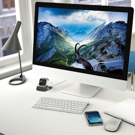 Stojak z ładowarką USB-A stacja do Apple Watch 4/5/6/7/8/9/10/11/SE/Ultra 1/2/3 (Szary/Biały)