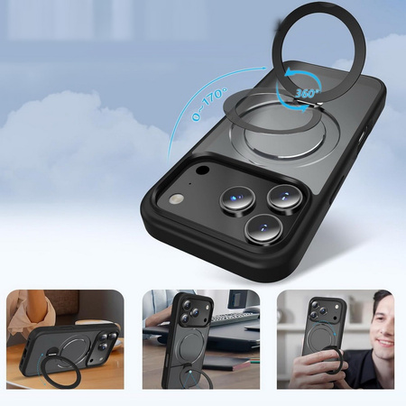 Etui D-Pro Matte MagSafe Stand Case obudowa magnetyczna matowa magnes stojak podstawka do Apple iPhone 17 Pro (Czarny)
