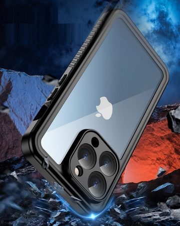 Etui D-Pro 360° Waterproof Case IP68 obudowa wodoodporna wodoszczelna pancerna do iPhone 15 Pro (Czarny)