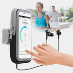 Etui D-Pro ClearView Armband opaska sportowa na ramię nadgarstek do biegania na rower saszetka pokrowiec na telefon klucze słuchawki (Szary/Czarny)