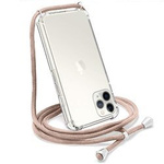D-Pro Crossbody TPU etui na sznurku z paskiem na ramię do iPhone 12/12 Pro (Clear+Sand)