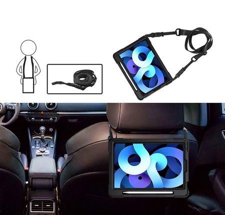 D-Pro 360 Armor Strap Case etui pancerne z uchwytem na rękę i paskiem na ramię iPad Pro 12.9 (2018/2020/2021/2022) / Air 13 M2/M3 (2024/2025)
