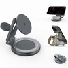 Ładowarka indukcyjna Qi2 MagSafe AluCircle Wireless Charger szybka bezprzewodowa magnetyczna aluminiowa stacja do ładowania Apple Watch / iPhone / AirPods (Space Gray / Szary)