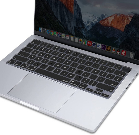 Osłona silikonowa nakładka na klawiaturę do Apple do MacBook Pro 14/Pro 16 M1/M2/M3/M4/M5 (2021-2025) / Air 13/Air 15 M2/M3/M4 (2022-2025) (EU) (Czarny)