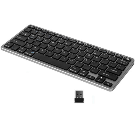 Klawiatura bezprzewodowa Bluetooth 3.0 / 5.0 / 2.4G USB do komputera PC Macbook iMac iPad Windows Android Smart TV (Space Gray / Szary)