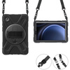 Zestaw D-Pro 360 Armor Strap Case etui pancerne z uchwytem na rękę i paskiem na ramię do Samsung Galaxy Tab A9 8.7" (X110/X115) (Czarne) + szkło ochronne 