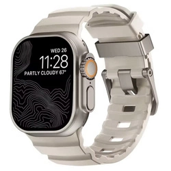 Pasek MFC Plaza Band opaska sportowa do Apple Watch 4/5/6/7/8/9/10/11/SE/Ultra 1/2/3 44/45/46/49mm (Beżowy)