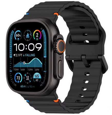 Pasek D-Pro Orablu Silicone Band opaska sportowa do Apple Watch 4/5/6/7/8/9/10/11/SE/Ultra 1/2/3 44/45/46/49mm (Czarny)