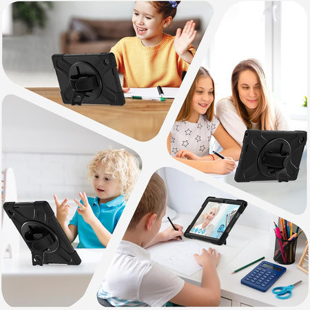 Etui D-Pro 360 Armor Strap Case obudowa pancerna z uchwytem na rękę i paskiem na ramię do Lenovo Tab 10,1" 2025 (TB-311, TB-311FU, TB-311XU) (Czarny)