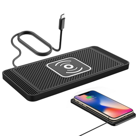 Ładowarka indukcyjna D-Pro D10 20W QI Wireless Charging Pad bezprzewodowa mata ładująca antypoślizgowa samochodowa (Czarny)
