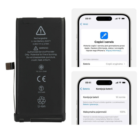 Bateria A2471 akumulator Li-ion 2227mAh Diagnosable z możliwością przypisania jako oryginał do Apple iPhone 12 mini