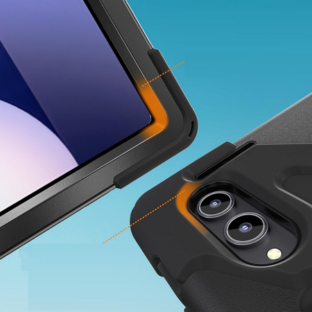 D-Pro 360 Shock V2 Strap Case etui pancerne z uchwytem na rękę i paskiem na ramię do Samsung Tab S11 Ultra (X930/X936/X936B) (Czarny)