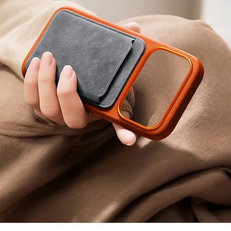 Etui D-Pro Alcantara® oryginalna włoska tkanina zamszowa obudowa z magnesem MagSafe do Apple iPhone 17 Pro (Light Gray/ Jasny Szary)