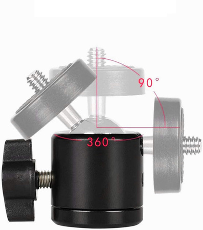 Adapter statywowy mini głowica kulowa na gwint 1/4" do kamer aparatów