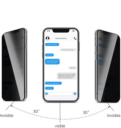 Szkło hartowane XHD Privacy Anti-Spy Glass prywatyzująca zaciemniająca antyszpiegowskia szybka ochronna na ekran do Apple iPhone 13 / 13 Pro / 14 / 16e