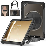 D-Pro 360 Shock V2 Strap Case etui pancerne z uchwytem na rękę i paskiem na ramię do Samsung Tab A9 8.7” (X110/X115) (Czarny)
