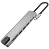 Adapter Hub D-Pro 8w1 przejściówka rozdzielacz USB-C do HDMI 4K UHD / 2x USB Type-C PD / USB 3.0 / SD / TF / RJ45 LAN 100Mbps (Space Gray / Szary)