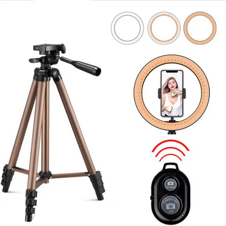 Zestaw lampa pierścieniowa LED Ring Fill + statyw tripod 130cm + 2x mikrofon bezprzewodowy USB-C + Lightning 