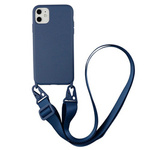 D-Pro Crossbody Silicone Case XL Strap etui z paskiem do iPhone 12 mini/13 Mini (Navy Blue)