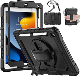 D-Shock 360 Strap Case pancerne mocne etui ochronne z paskiem iPad 7/8/9 10.2 (Czarne)