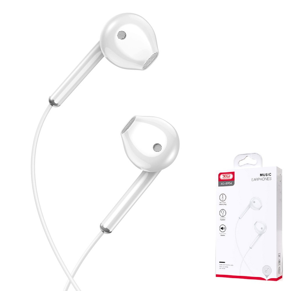 XO Słuchawki przewodowe douszne Mini Jack 3.5mm Biały \ Mini Jack 3.5mm