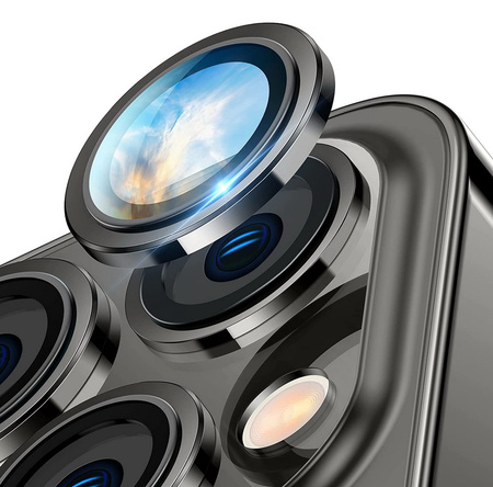  Eagle Eye Lens szkło + metalowa ramka na tylną kamerę aparat do iPhone 14 Pro/14 Pro Max (1 szt.) (Black)