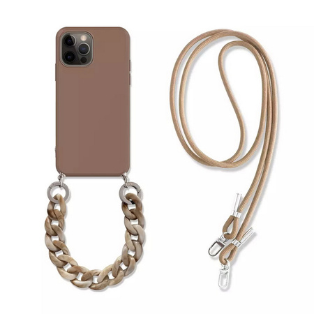 Crossbody Chain 2w1 etui z paskiem na szyję i łańcuchem do iPhone 14 Pro (Brown)