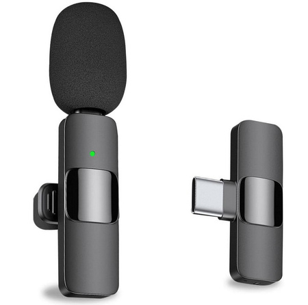 Mikrofon zewnętrzny krawatowy bezprzewodowy Lavalier do USB-C Typ-C Vlog Podcast YouTube